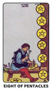 Eight of Pentacles Tarot Card