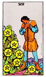 Seven of Pentacles Tarot card