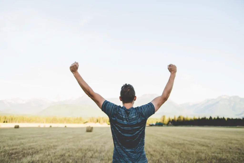 Man with fist in the air.