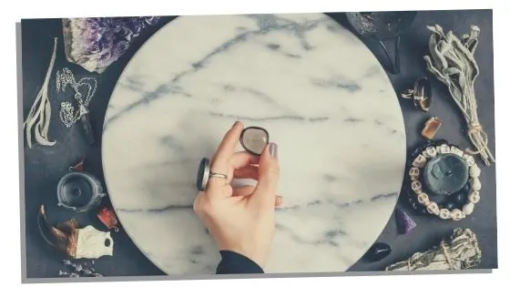 Woman choosing her chakra balancing crystal