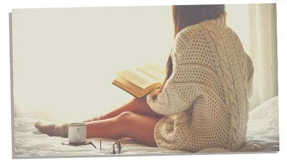 Introvert woman reading a book