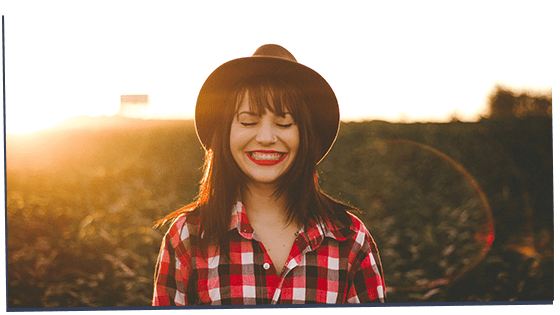 Image of a gamma female smiling 