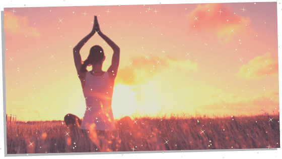 Woman meditating with Moldavite 