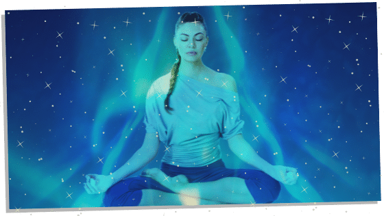 woman with a blue aura