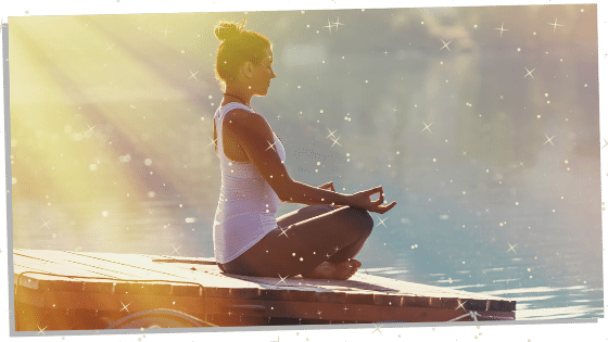 a person doing yoga to rebalance the overactive third eye chakra