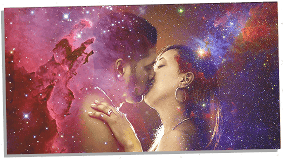 performing a twin flame telepathic kiss