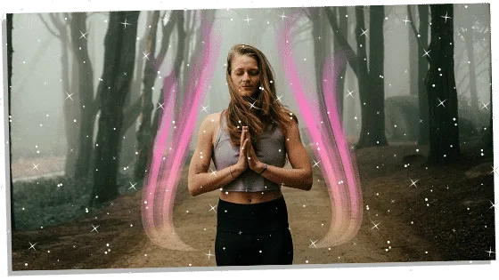 pink aura around a woman 