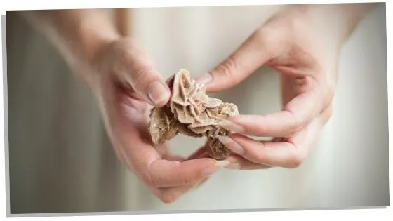 Holding Desert rose crystal