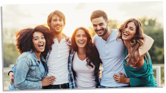 Group of friends laughing 