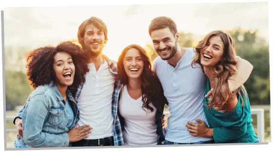 Group of friends laughing 