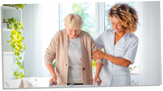 Woman helping an elderly