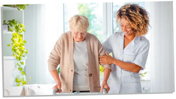 Woman helping an elderly