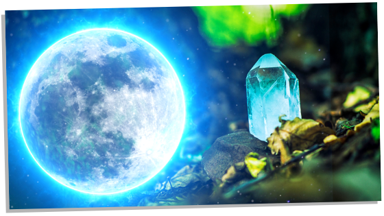 Charging crystals on a full moon