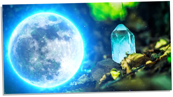 Charging crystals on a full moon