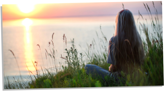 Woman feeling at peace