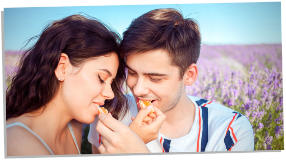 Couple enjoying a lavender field