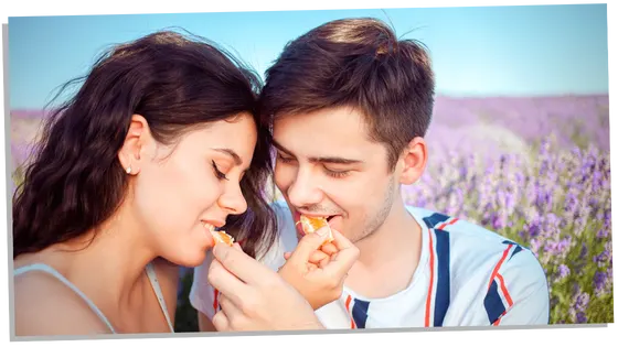 Couple enjoying a lavender field