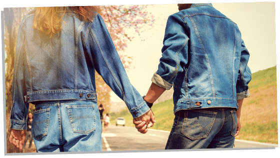 Soulmates couple wearing matching outfits