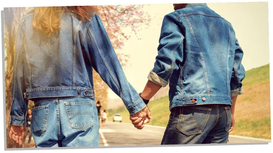 Soulmates couple wearing matching outfits