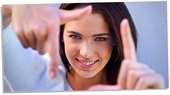 Happy woman smiling broad