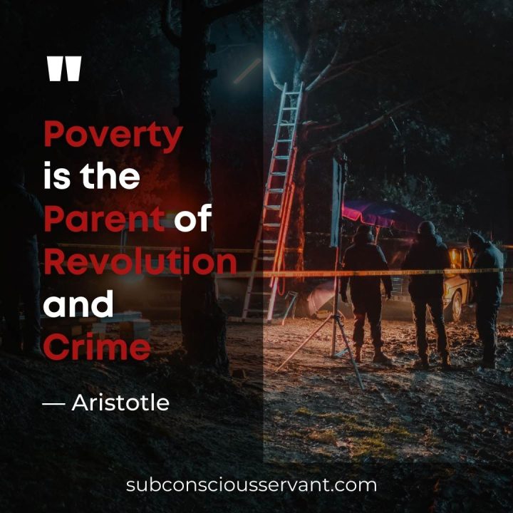 Image of Aristotle quote about poverty to success