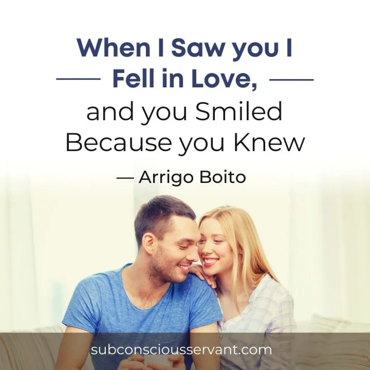 Image of Arrigo Boito quote about a man loving a woman