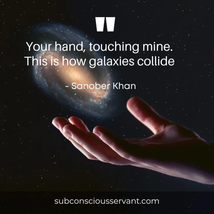 Image of a romantic galaxy quote