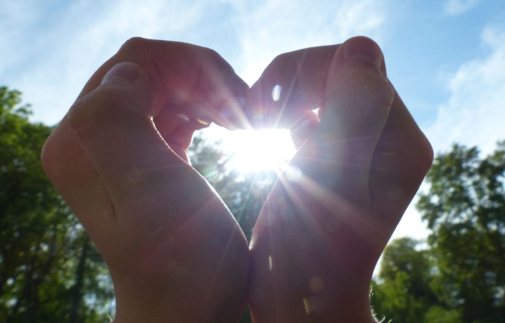 Love hands representing happiness