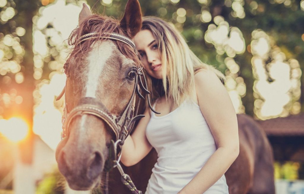 woman connecting with her horse