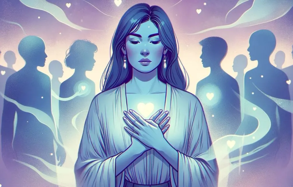 Illustration of a woman with clairsentience feeling the emotions of others