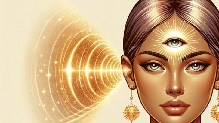 Image of ears ringing of a woman and her third eye open