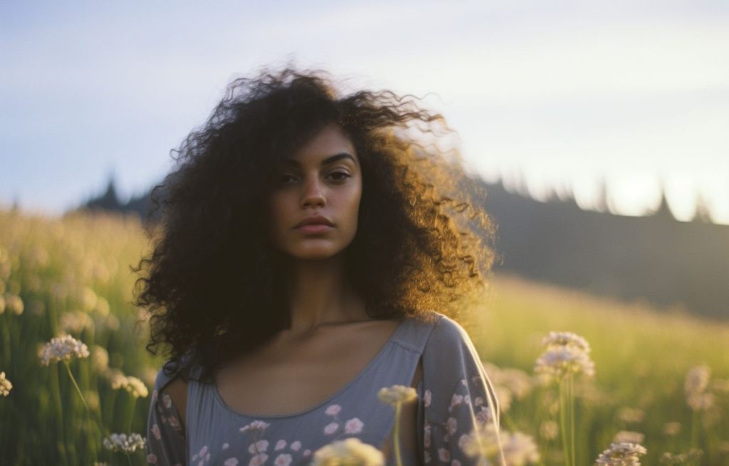 Independent woman alone in nature