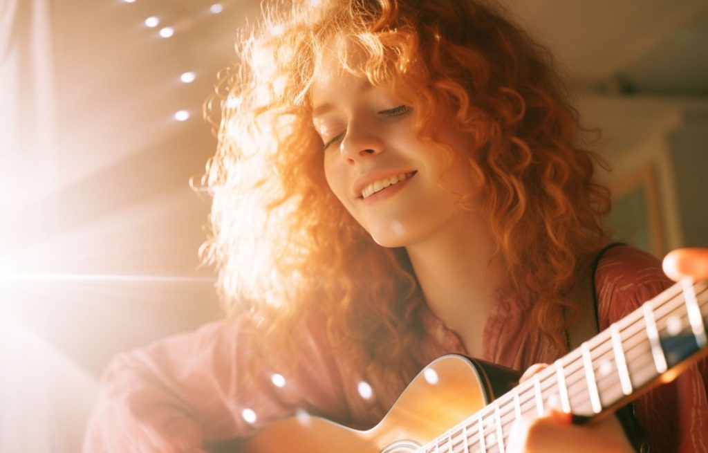 Woman playing guitar