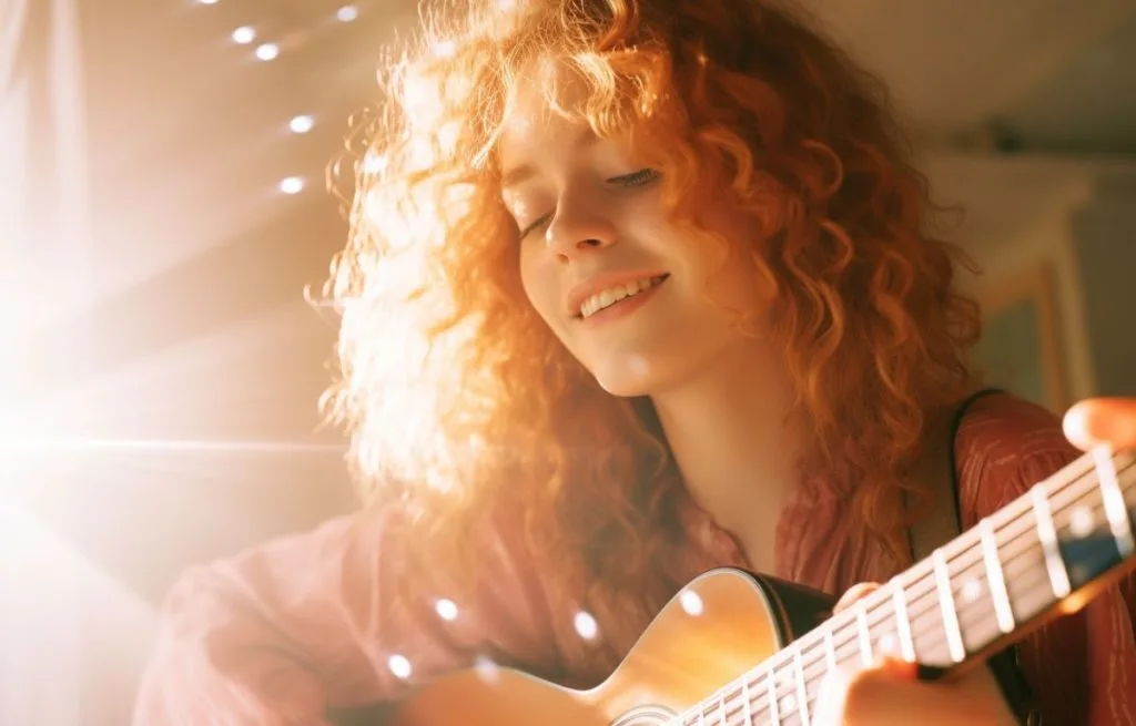 Woman playing guitar