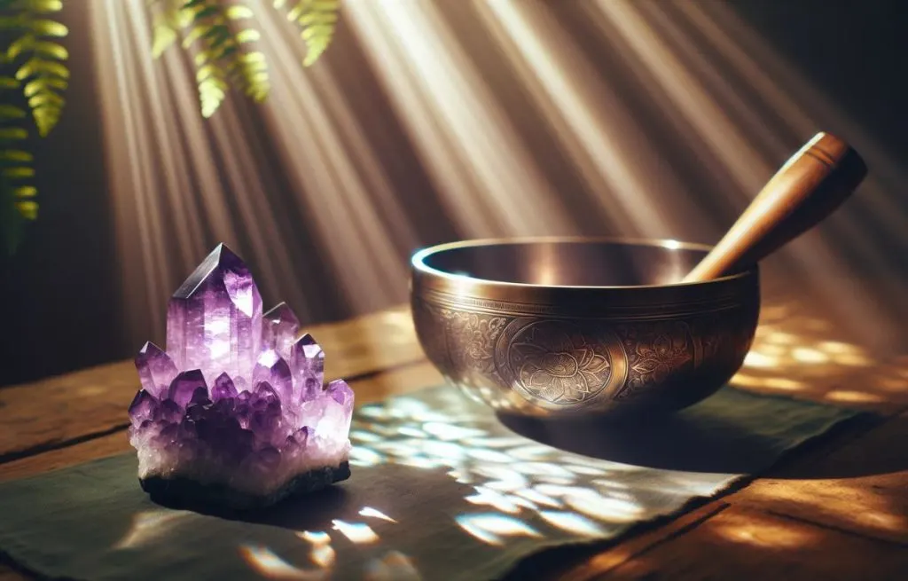 Singing bowl for crystal cleansing 