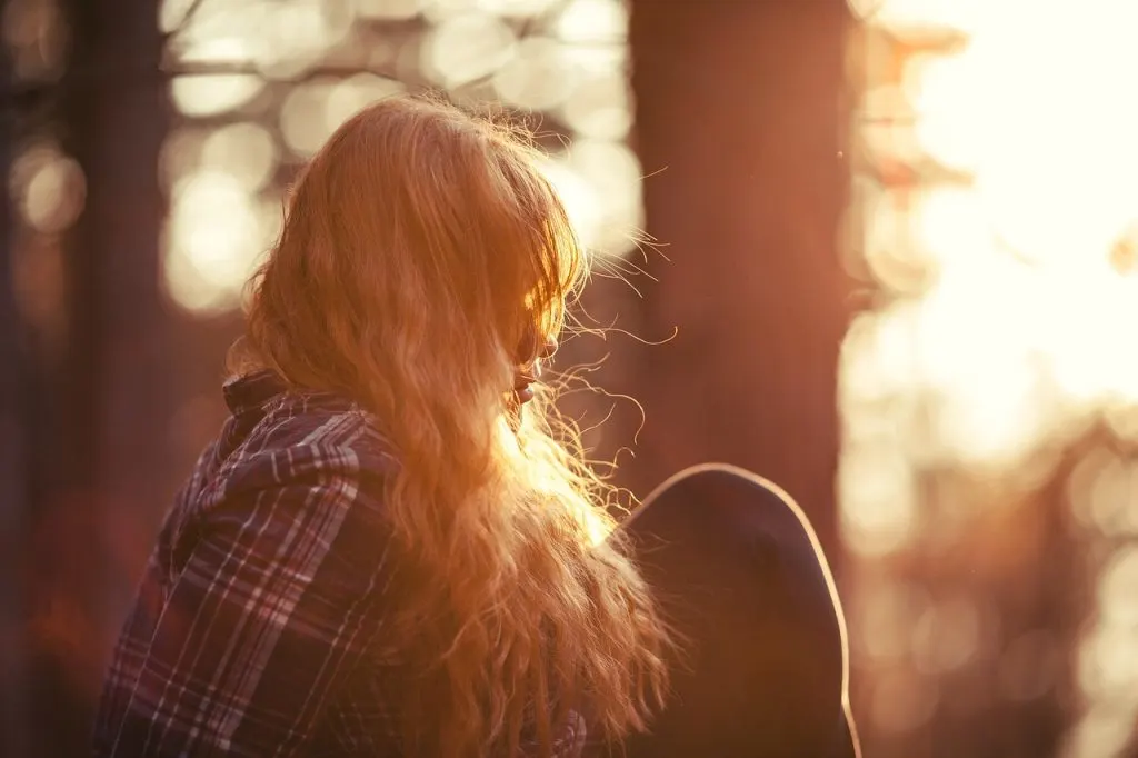 girl, sunset, atmospheric